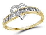 Accent Diamond Heart Promise Ring in 10K White and Yellow Gold
